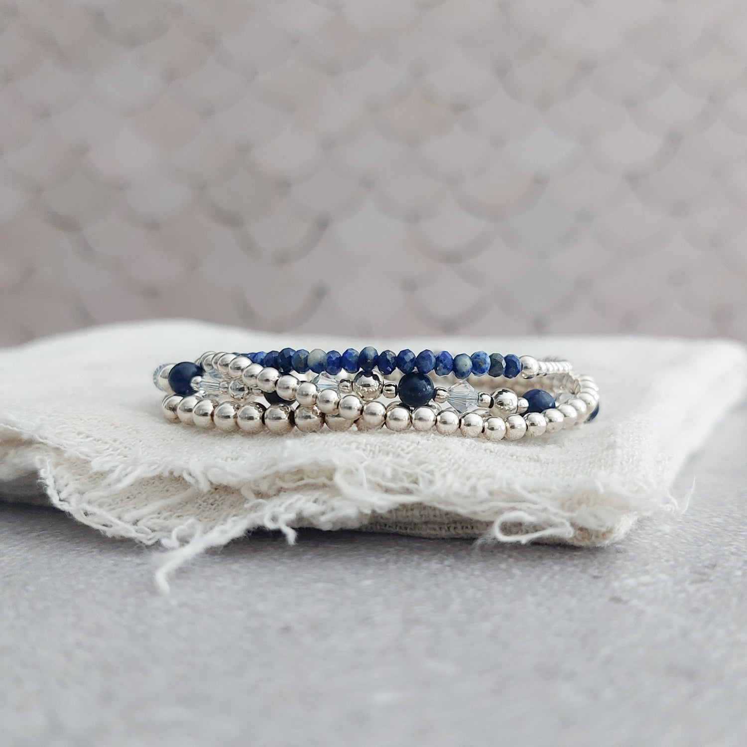 Zilveren kralen armbanden met edelsteen