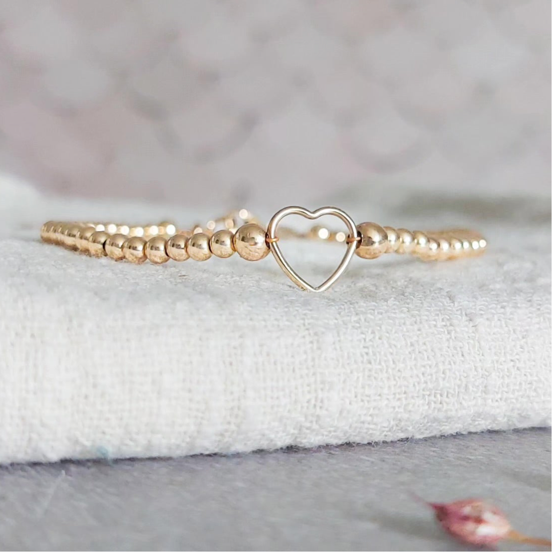 14k Goldfilled armband met een hartje van goud