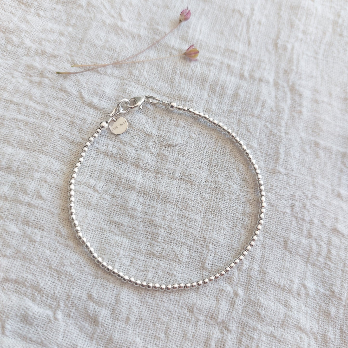 Echt zilveren armband met kleine ronde kralen van 2mm