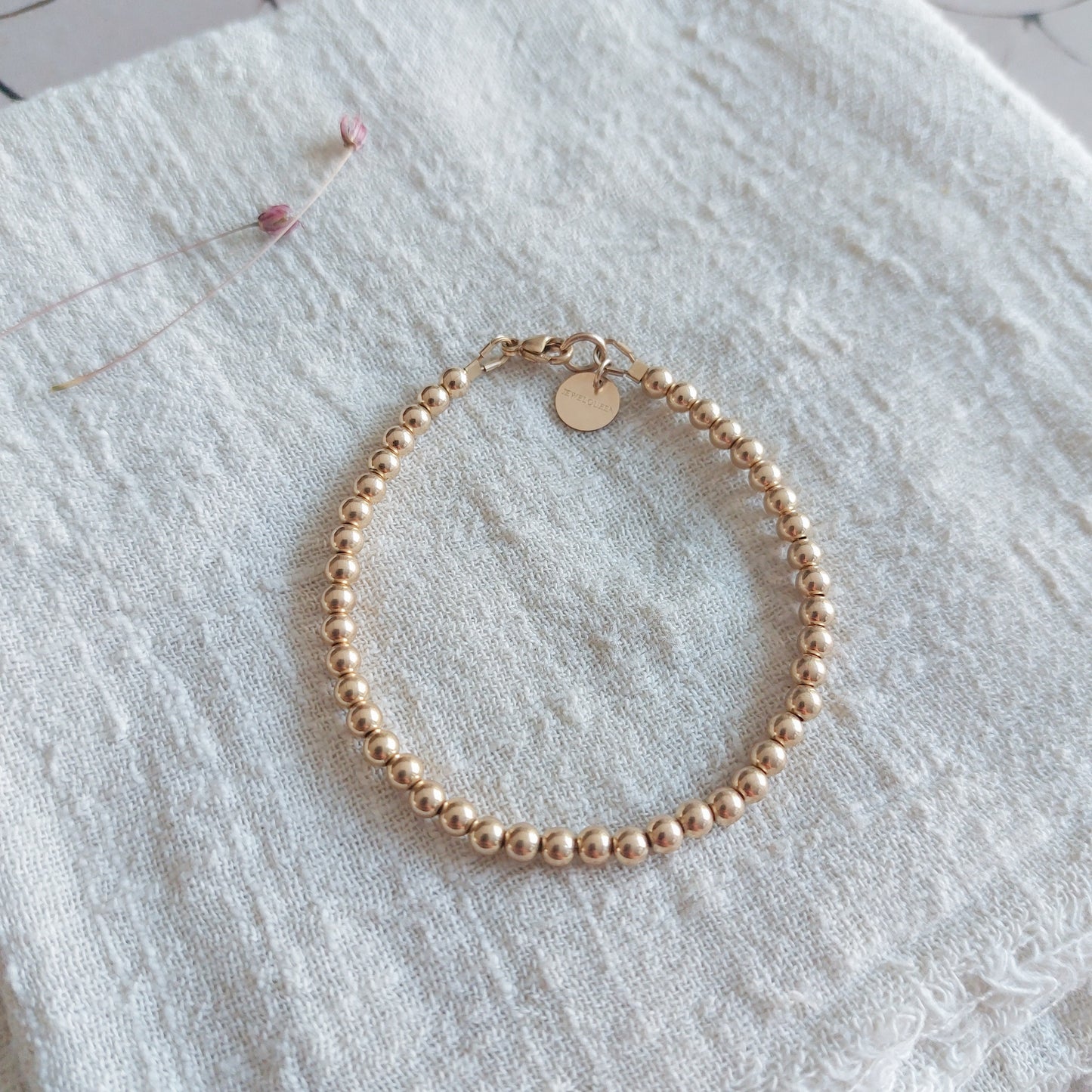gouden goldfilled kralen armband met balletjes van 3 millimeter