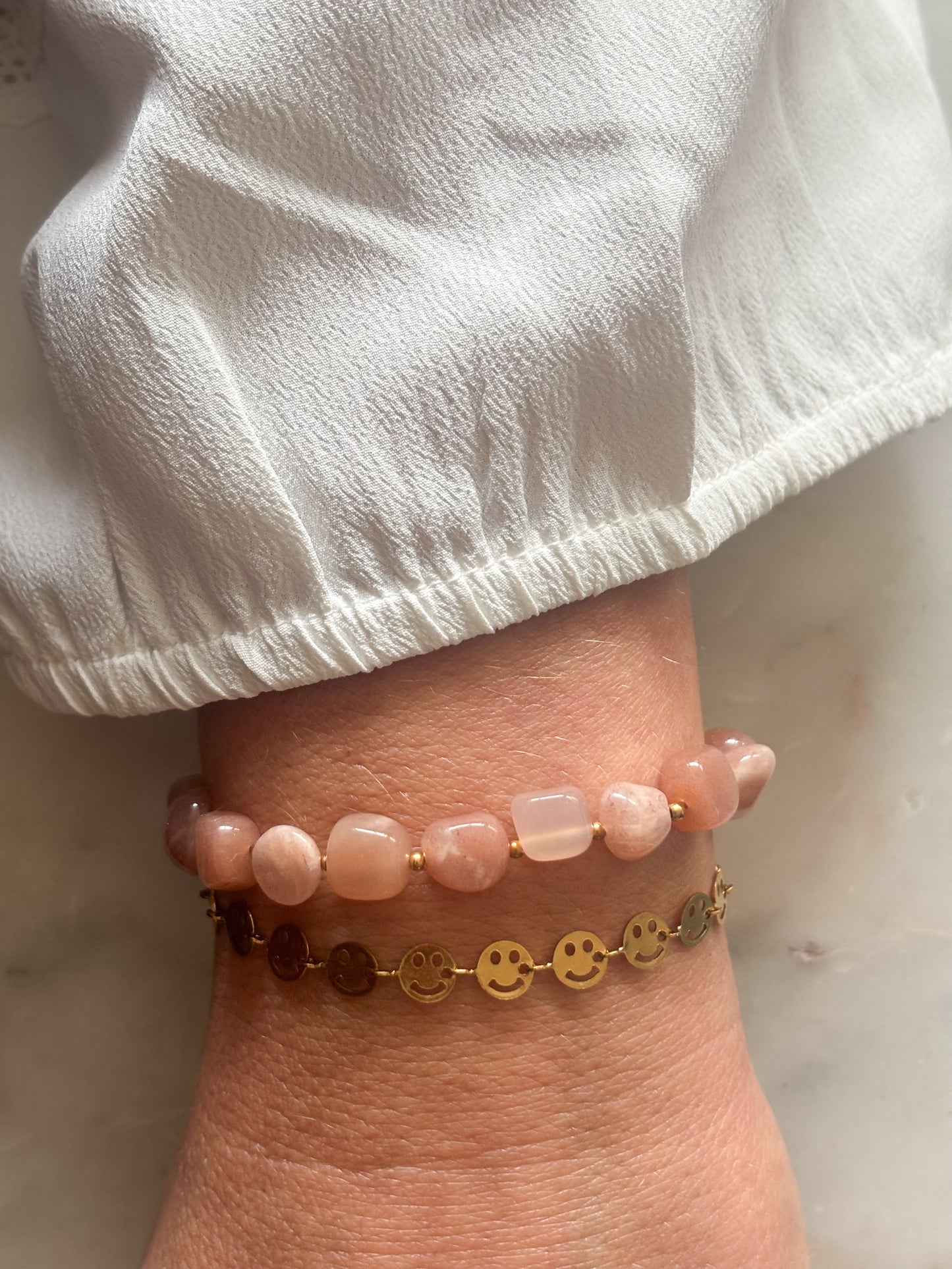 Kralen armband met roze steentjes | Goud | Soft & Sweet