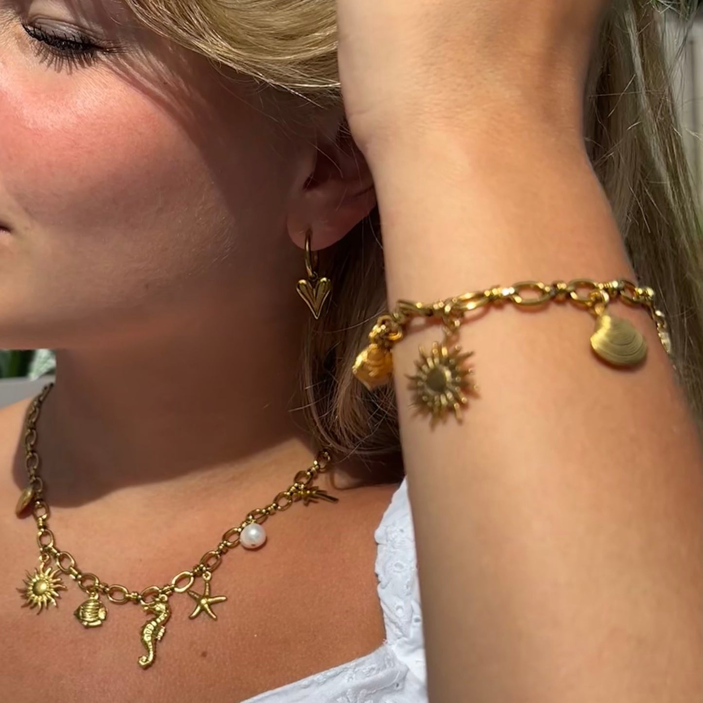 Gouden bedel armband van Rvs