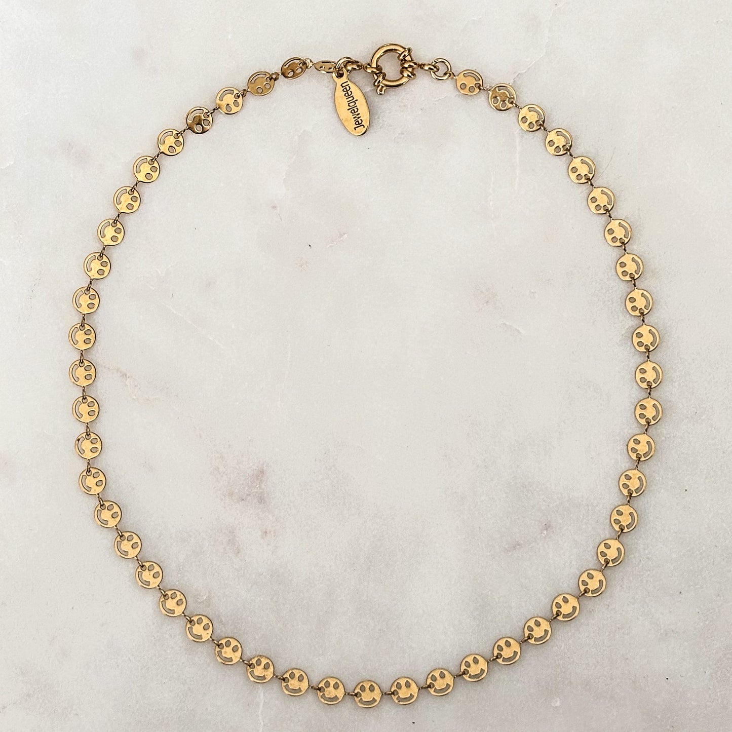 Schakel ketting met smiley’s | Goud | Smile