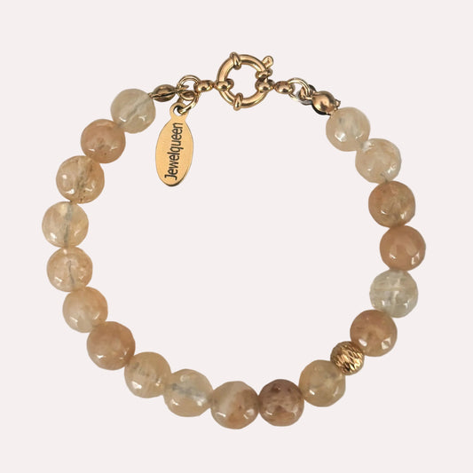 Rvs kralen armband met gele citrien kralen