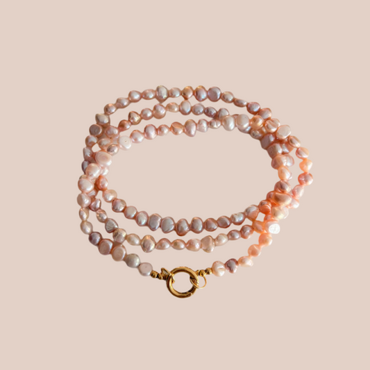 Parel ketting met roze parels