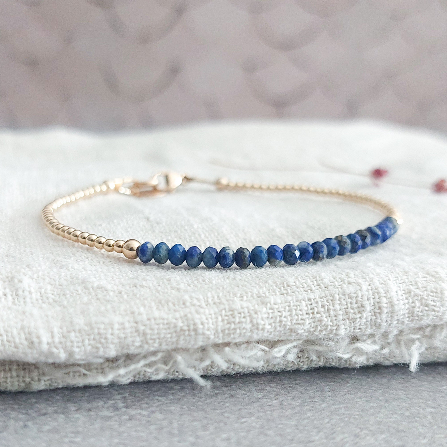 !4k goldfilled armband met bauwe lapis lazulli edelsteen