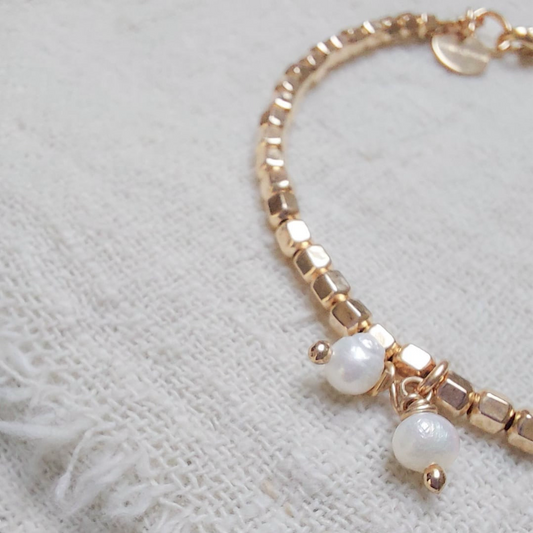 Goldfilled armband met kraaltjes