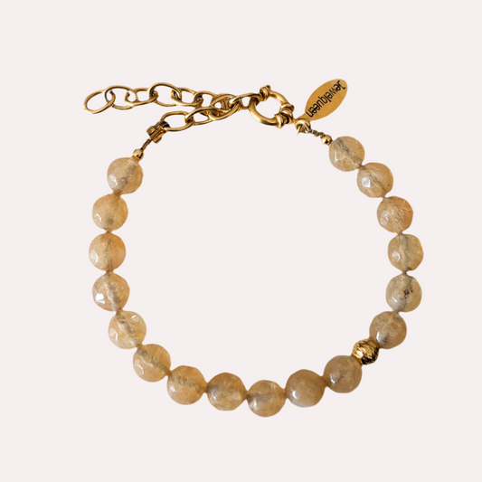 Gouden rvs armband met gele edelsteen 