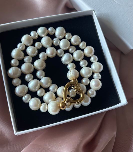 Parelketting met grote witte parels | Goud | Big pearl sweetie