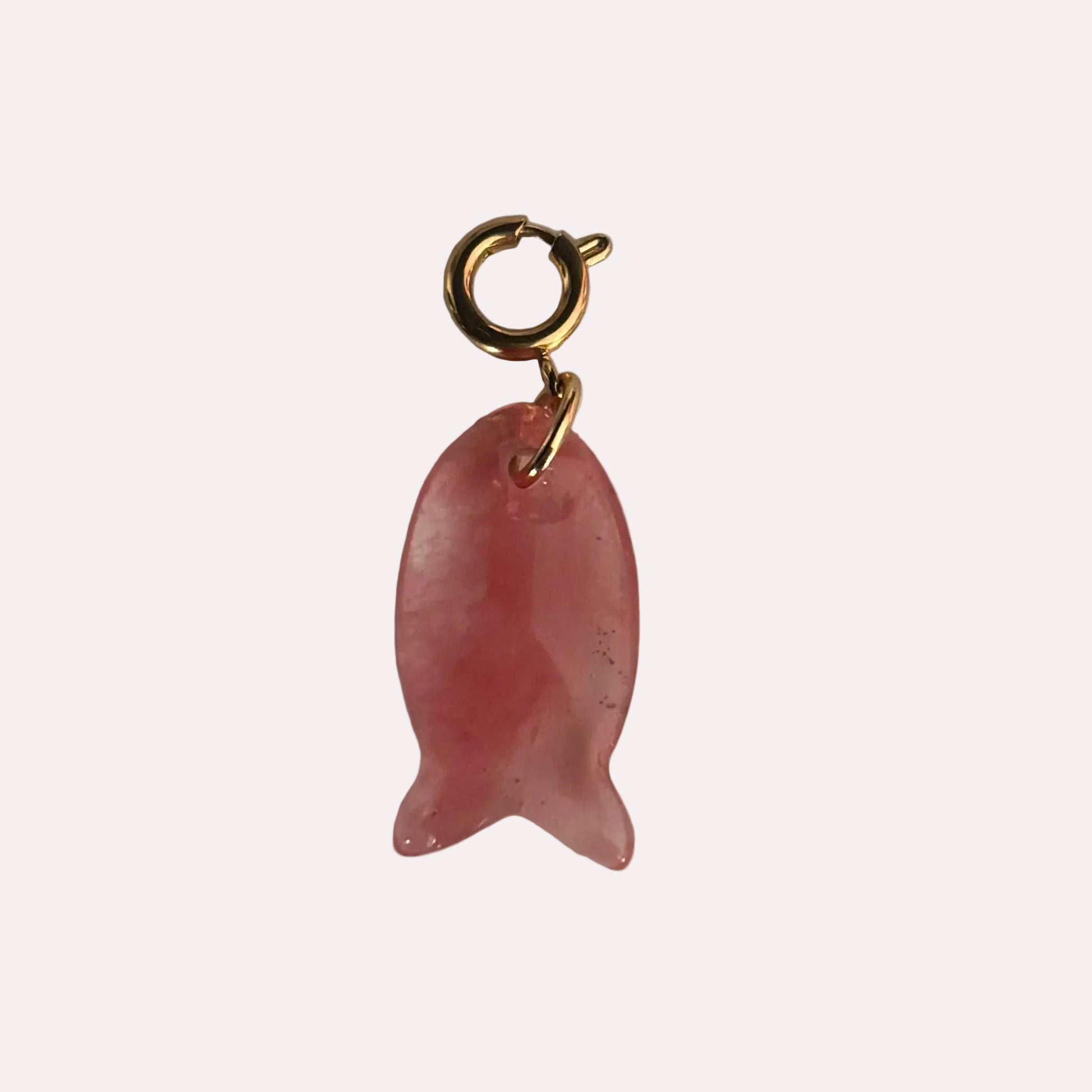natuursteen hanger visje roze stainless steel 