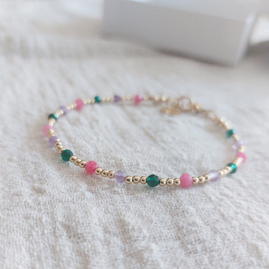 1k goldfilled armband met gekleurde edelsteen