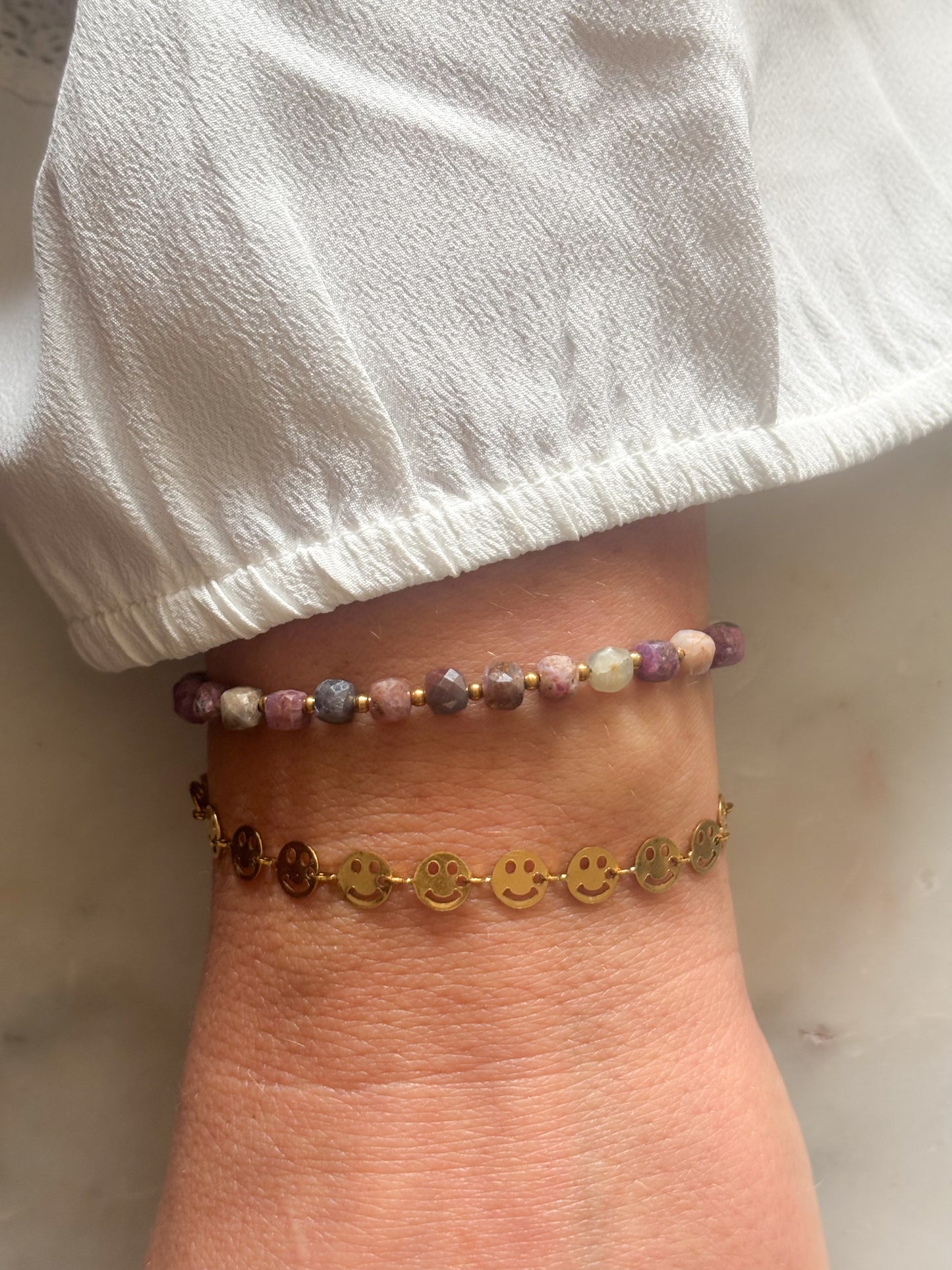 Armband met natuursteen | Goud | The cube