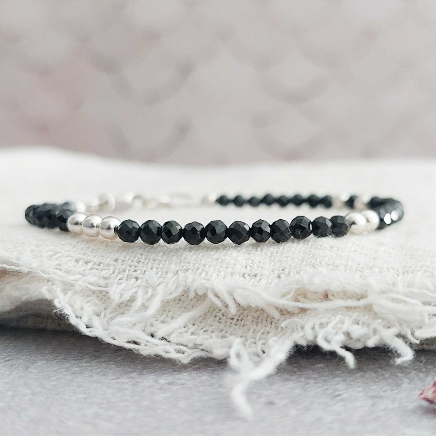 Black sky | Edelsteen kralen armband | .925 Sterling zilver
