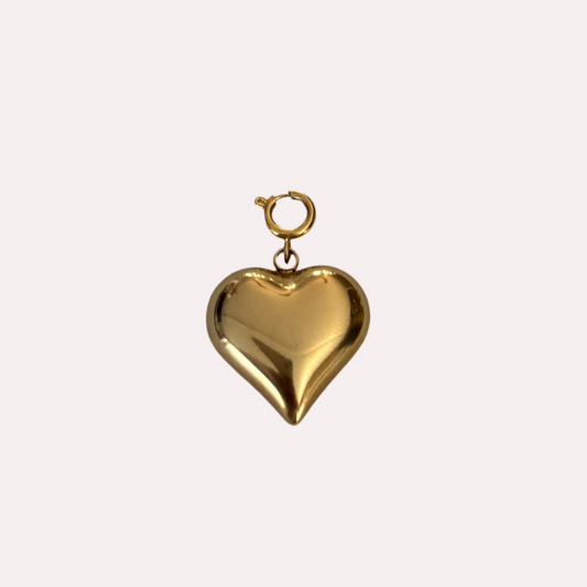 Groot hart bedel met slotje goud rvs