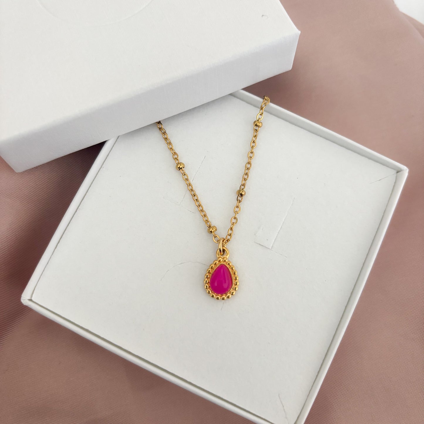 Sweet memorie | Ketting met natuursteen hanger | Stainless steel | Verkrijgbaar in verschillende kleuren