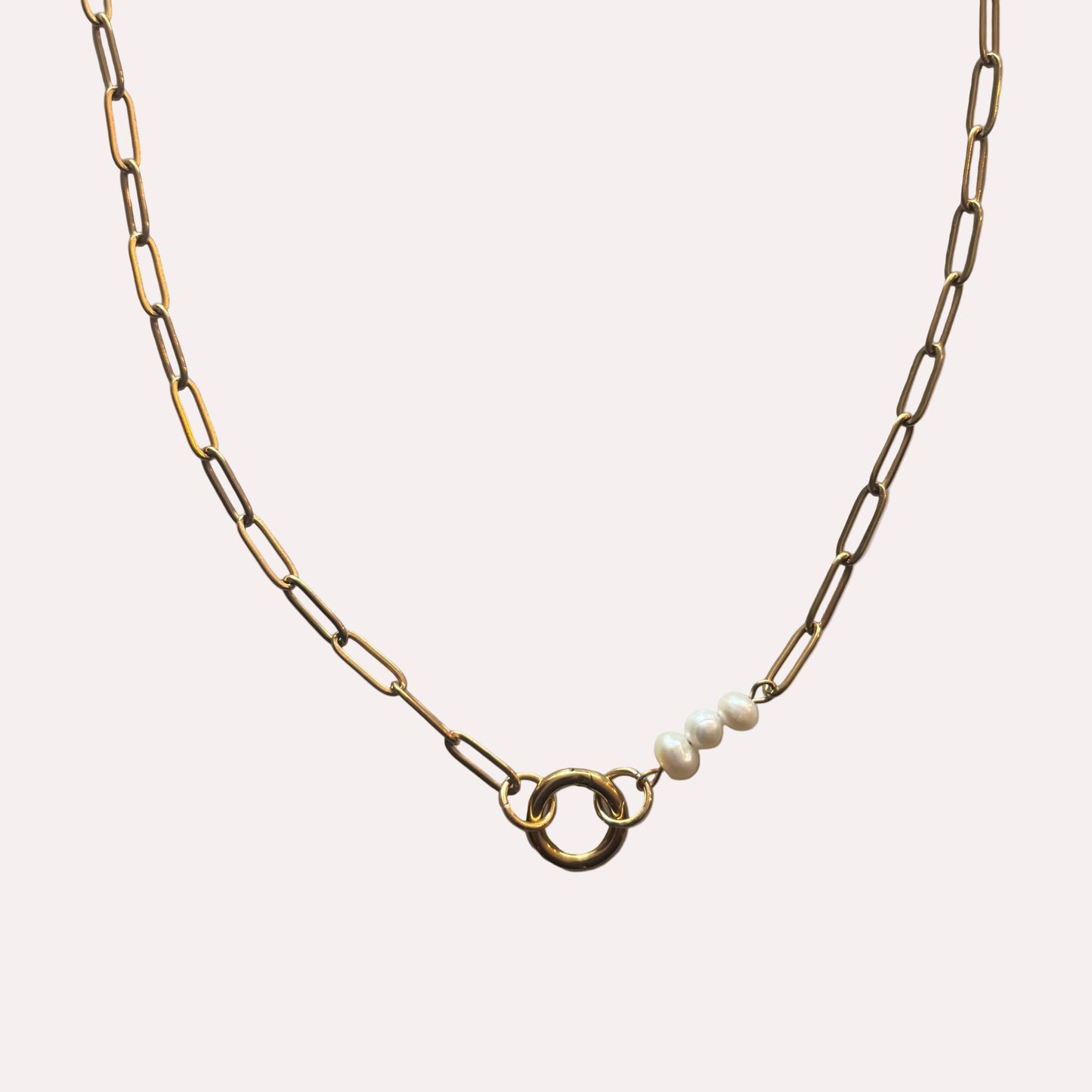 Schakelketting met parels | Goud | Lily sweetie