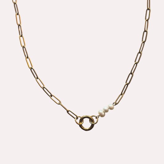 Schakelketting met parels | Goud | Lily sweetie