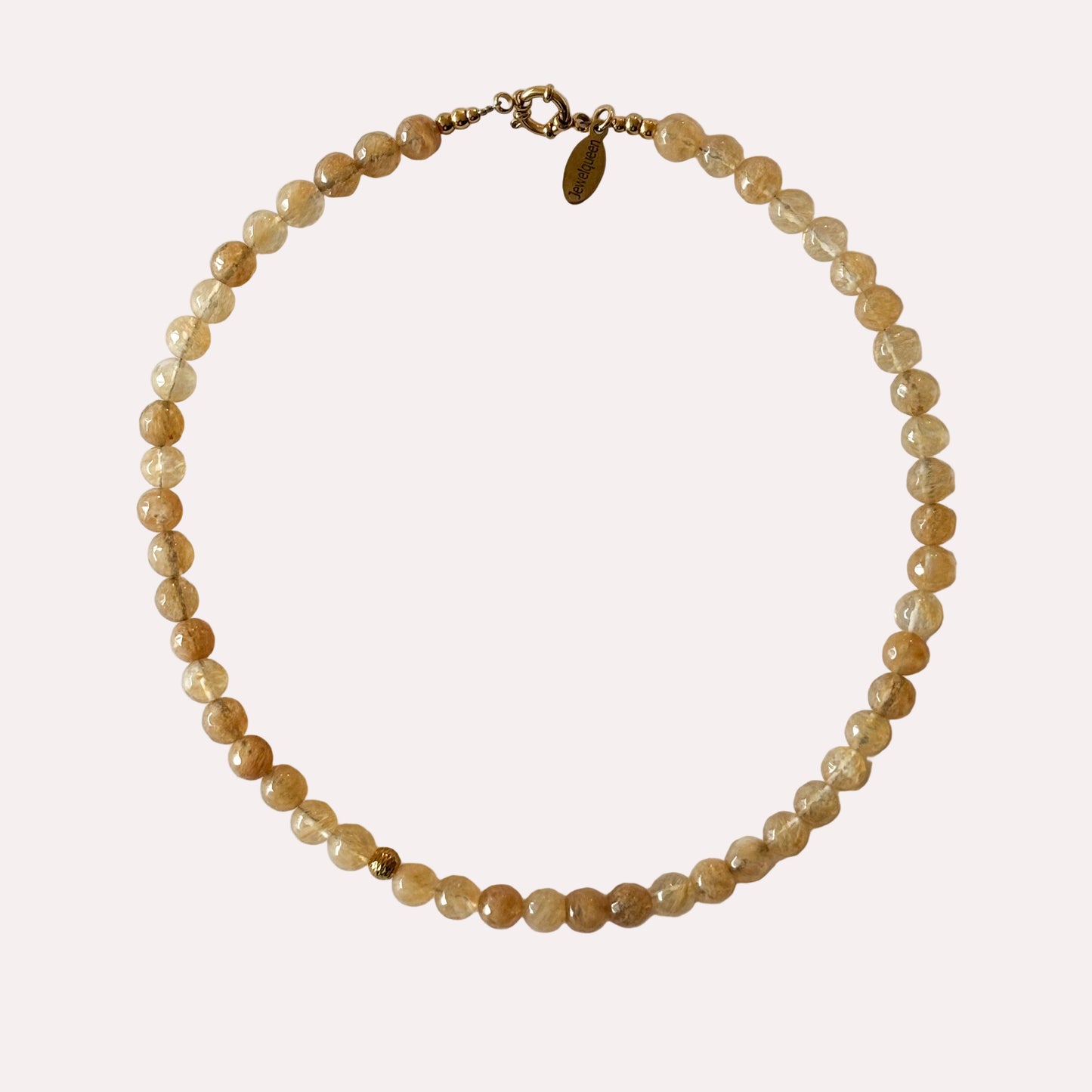 rvs gouden ketting met zacht gele kralen