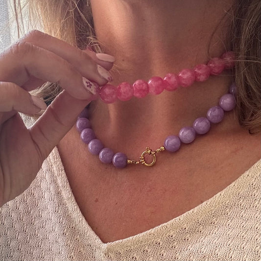 Bubblegum | Ketting met grote ronde kralen | Stainless steel