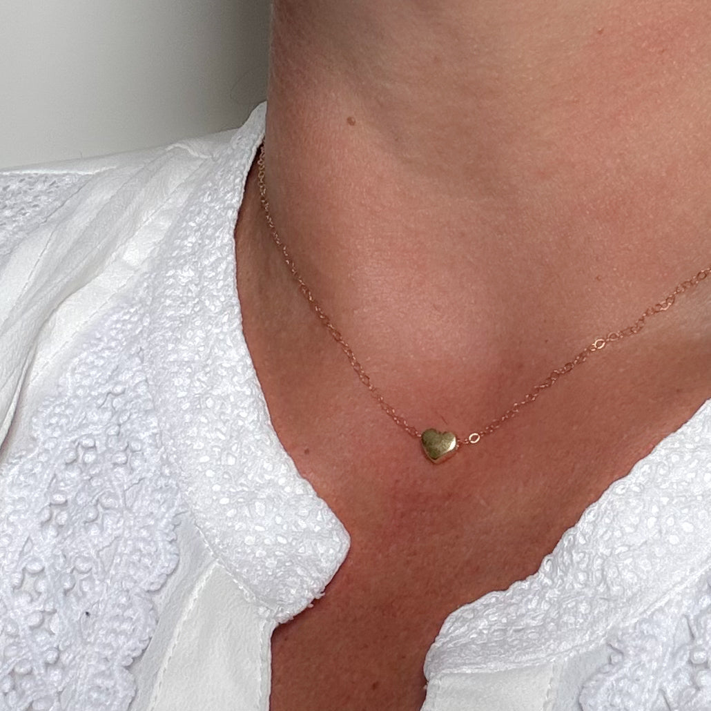 14k goldfilled schakel kettinkje met hartje 