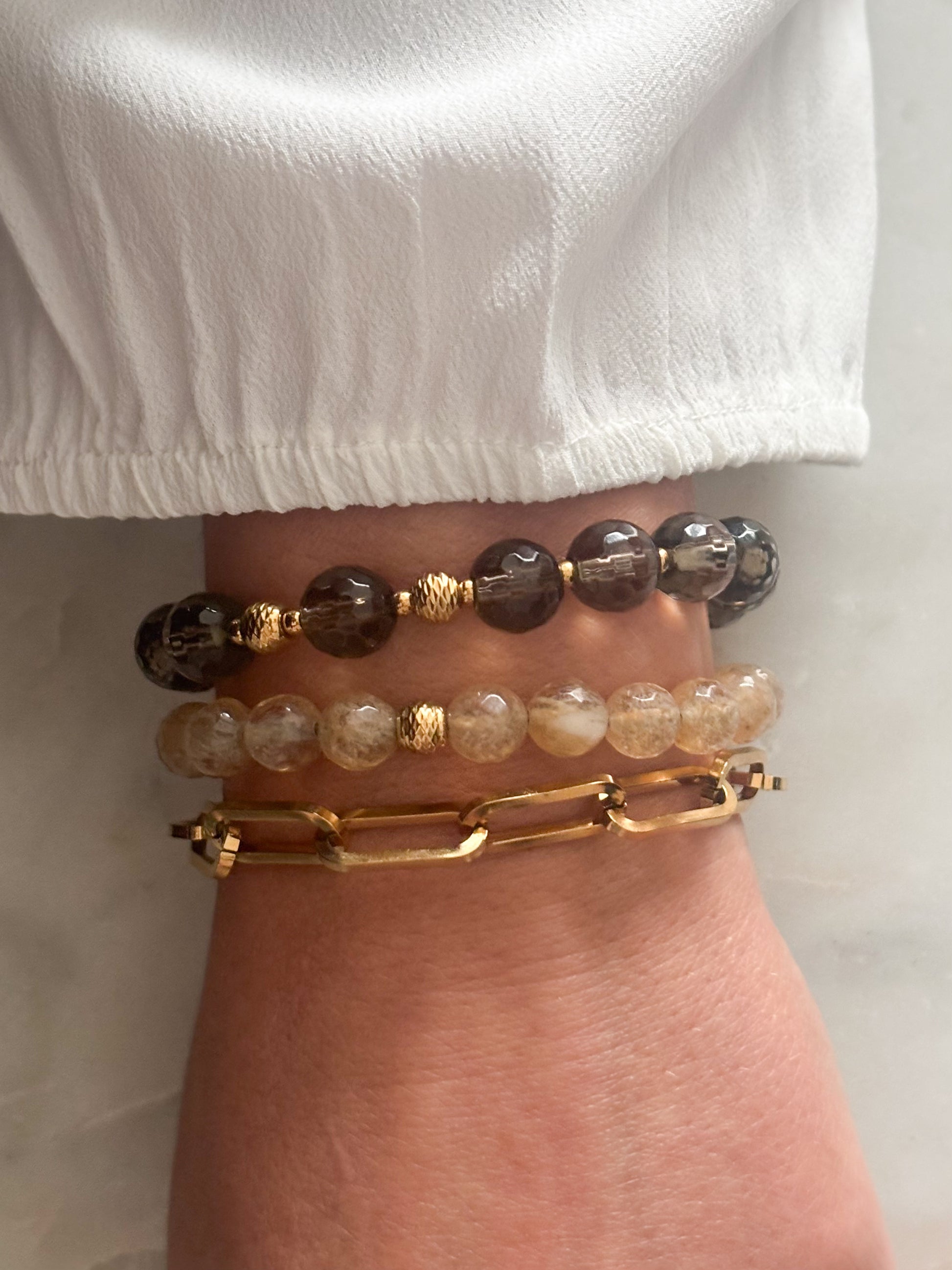 Pols met goud rvs kralen armbanden