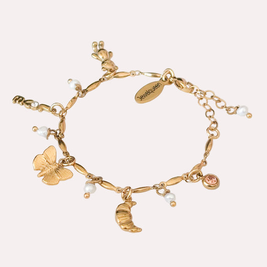 Stainless steel bedel armband goud