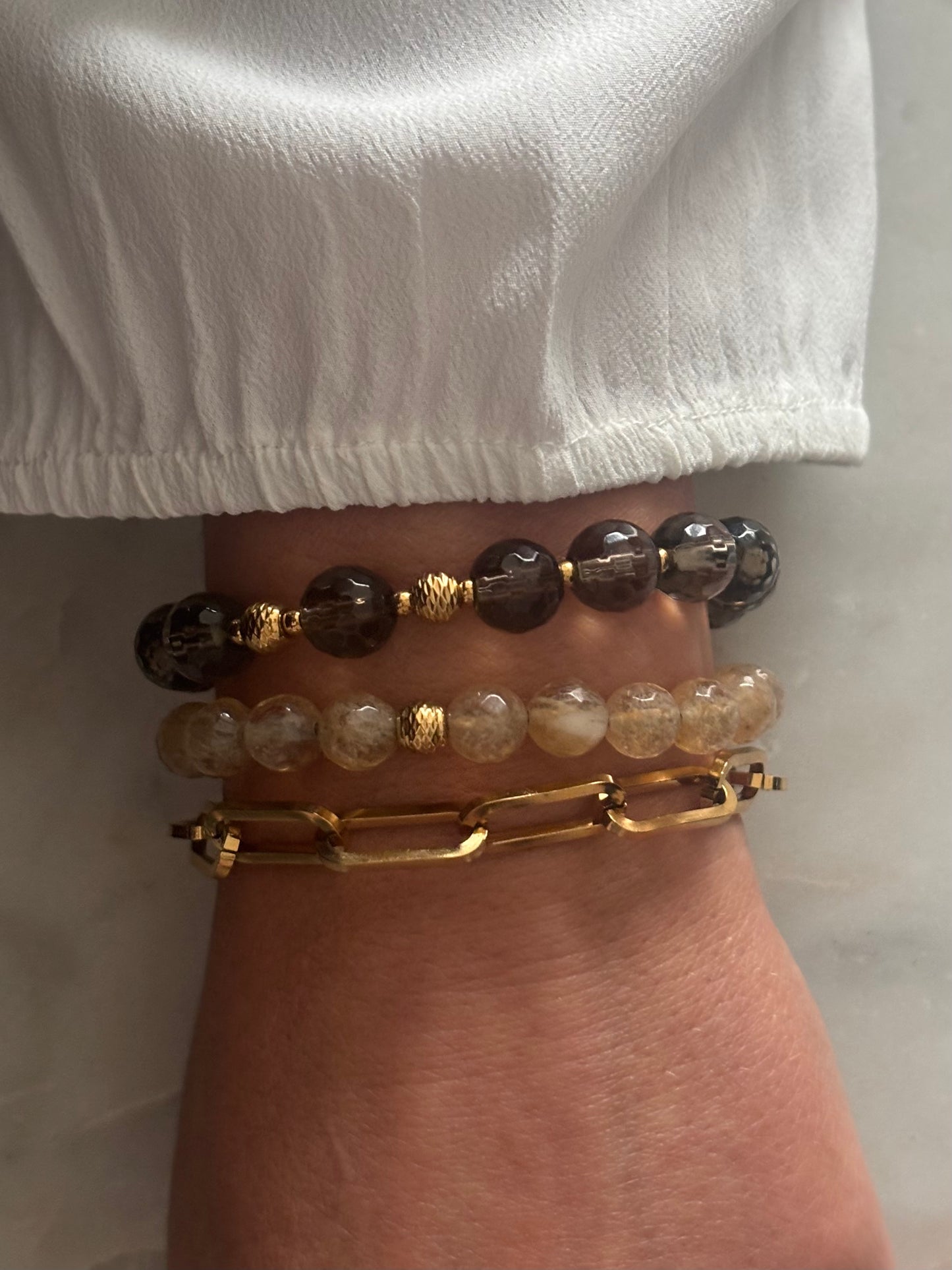 pols met rvs grove kralen armbanden 