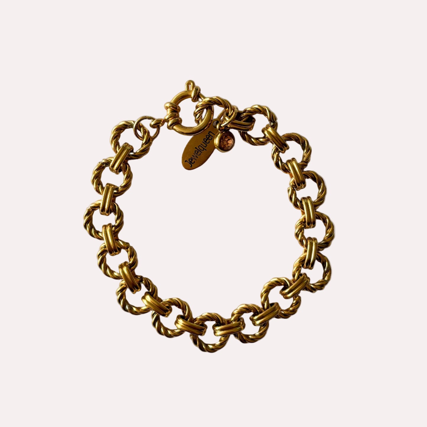 Gouden rvs armband met ronde schakels