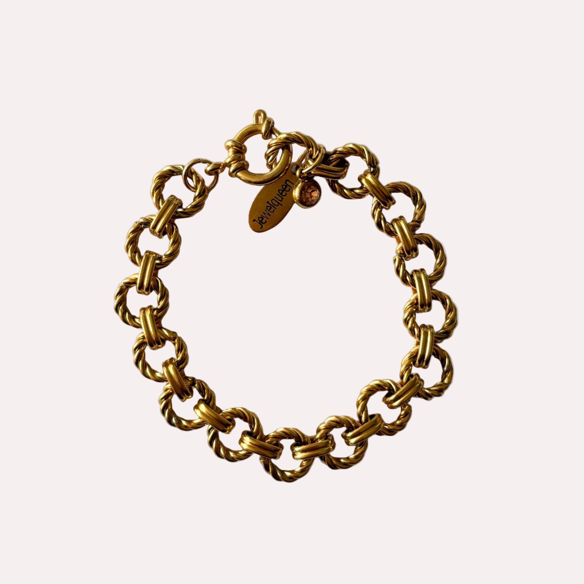 Gouden rvs armband met ronde schakels